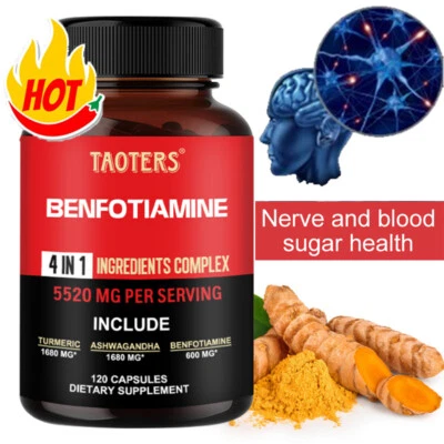 TAOTERS Benfotiamina 5520 Mg Capsule Glicemia Salute, Sollievo Nervi, Antiossidante