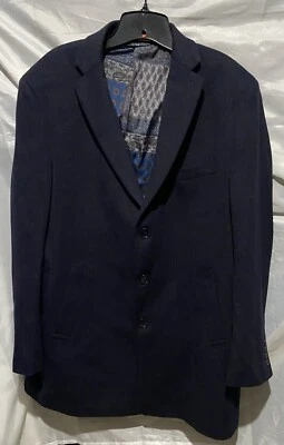 Chaqueta Abrigo Deportivo Grande Tallia Hombres Azul Marino Mezcla de Lana a Cuadros Botones Nueva Sin Etiquetas Foto 1 de 4