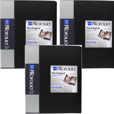 Paquete de 3 álbumes de exhibición de almacenamiento de portafolio de arte Itoya 5x 7, tiene capacidad para 48 fotos, IA-12 Foto 1 de 3