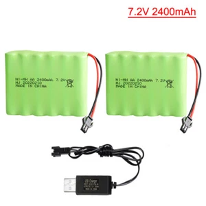 7.2V 2400mAh AA Ni-MH Battery SM-2P Plug with USB Charger Cable for RC Car Truck - Picture 1 of 9