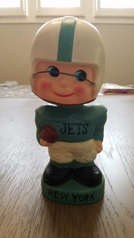 Rare Vintage 1960's New York Jets Football Team Bobblehead Head Nodder Bank Cover