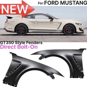 Pair Front Side Fenders For 18-23 Ford Mustang GT350 Style Steel Matte Black New - Picture 1 of 6