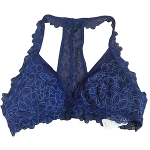 Aerie Size Small Lace Plunge Bralette Padded Navy Blue Racerback NWT - Picture 1 of 4