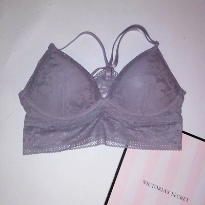 Sujetador Bralette Victoria Secret Ligeramente Forrado Espalda Corredora Línea Larga Encaje Sólido Nuevo Foto 1 de 4