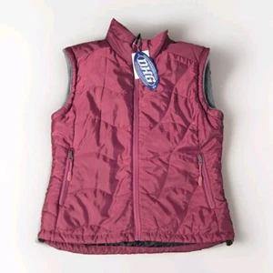 DHG Womens Vest Fleece Lined Faux Fur Collar Dutch Harbor Gear Medium Dark Berry - Picture 1 of 12