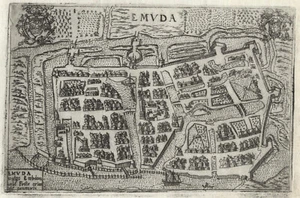 Antique Map "Emuda" (Emden - Germany) Francesco Valegio - D.Rascicotti, c.1598 - Picture 1 of 2