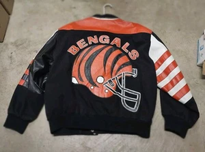 Vintage Cincinnati Bengals Leather Jeff Hamilton Jacket L RARE Free Shipping - Picture 1 of 9