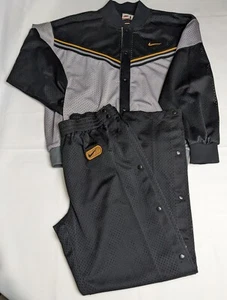 90er Nike Force schwarz grau gold Mesh Trainingsanzug Druckknopf Jacke mit Hose Gr. L - Bild 1 von 23