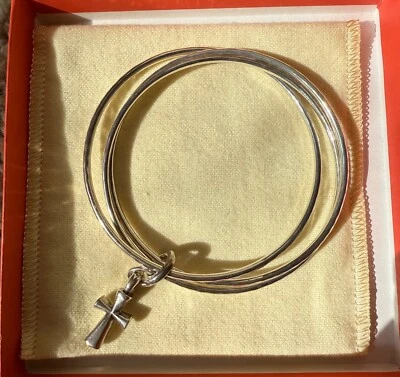 James Avery St. Teresa Cross Triple Hammered Bangle Bracelet - Image 1 of 4