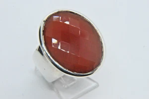 RING großer KARNEOL 925 SILBER exkl. DESIGNERSCHMUCK oval facettiert - Bild 1 von 6