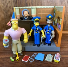 Court Room Simpsons WOS Playset & Figures Lot Complete Officer Marge Lou Judge
