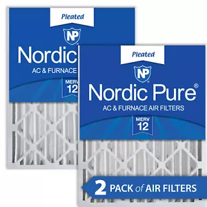 Nordic Pure 16x20x4 (3 5/8) Pleated MERV 12 Air Filters 2 Pack - Picture 1 of 7
