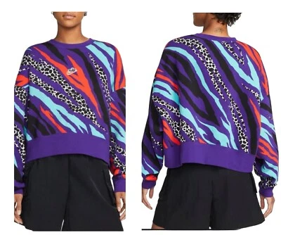 Sudadera polar Nike Sportswear Airloom LS pequeña de gran tamaño púrpura roja nueva con etiquetas Foto 1 de 4