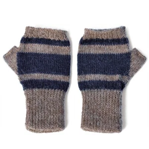 Sleek 100% Alpaca Fingerless Mittens - Lt Rose Gray / Blue (XS) - Picture 1 of 2