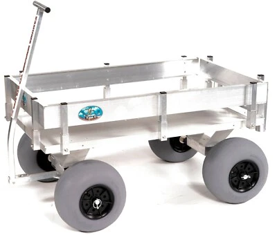ALUMACART, INC. Big Kahuna Beach Wagon-Aluminum-Walls-No Rust-Balloon Tires-Rod Holders-Made USA