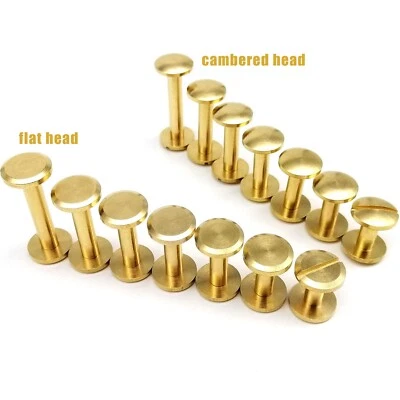 5/50pc Solid Brass Leather Belt Wallet Chicago Screw Nail Stud Bind Rivet 3-25mm - Image 1 of 4