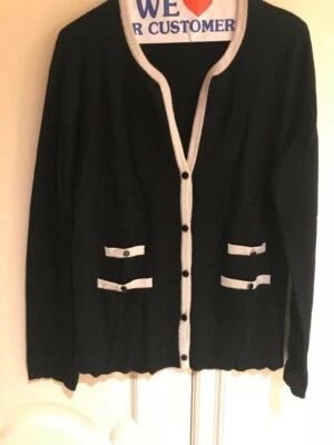 Camisa negra de cachemir para mujer Jones New York Collection frente abierto talla L Foto 1 de 4