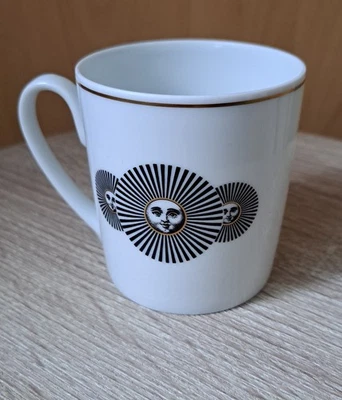 Rosenthal Classic Vansetti Porcelain Mug - “Sun Faces” Black & Gold, 1980s... - Image 1 of 4