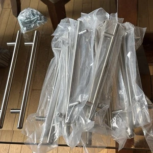Lot of 17 Brushed Nichel Cabinet Door Drawer Pulls Some Screws 11.0” Long - Picture 1 of 13
