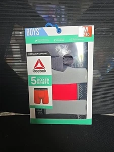 Reebok Boys 8/10 MEDIUM Boxer Briefs with Pouch 5-PACK Black Gray Red - Picture 1 of 2
