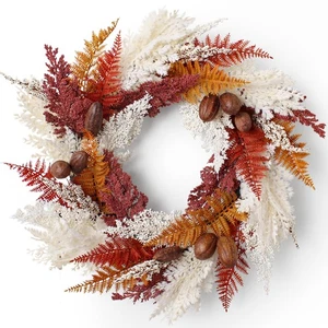 WILLIATA Fall Wreaths for Front Door, 24 Inch Artificial Outdoor Fall Wreath ... - Picture 1 of 8