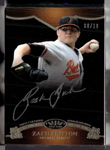 2012 TIER ONE GOLD INK BLACK /10 ON THE RISE AUTO ZACH BRITTON ORIOLES - Picture 1 of 1