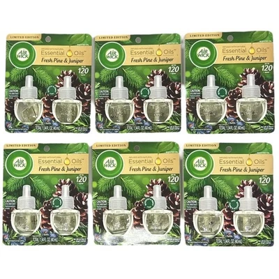 6 Airwick 1,34 fl. oz. Paquetes de recarga de aceite esencial doble, pino fresco y enebro Foto 1 de 3