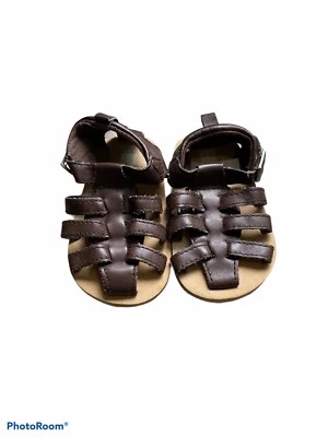 Carters Baby Boys Sandals Size 3-6 Month Brown Strappy Fisherman Faux Leather - Image 1 of 4
