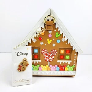 Disney Minnie Mouse Gingerbread House Crossbody Purse Bag & Pin Loungefly NIB - Picture 1 of 7