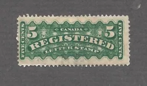 Canada Stamp F2, Five Cent Registration, Dark Green, MHR, Fine, CV +/- $100.00 - Picture 1 of 2