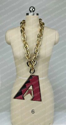 New MLB ARIZONA DIAMOND BACKS Jumbo Big GOLD Fan Chain Necklace Foam MI USA - Image 1 of 3