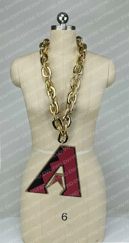 New MLB ARIZONA DIAMOND BACKS Jumbo Big GOLD Fan Chain Necklace Foam MI USA Cover
