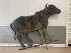 🔥 Antique Old 19th c. Primitive American Folk Art COW Copper Weathervane - HUGE