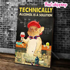 Dog And Wine Technically Alcohol Is A Solution Poster  Wall Art Vertical