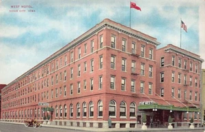 Postkarte IA: West Hotel, Sioux City, Iowa, antike geteilte Rückseite - Bild 1 von 2