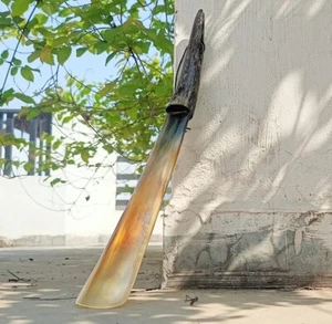 Shoe Horn Long Handle Ox Natural Finished Real Horn Unisex Father's Day Gift - Picture 1 of 9