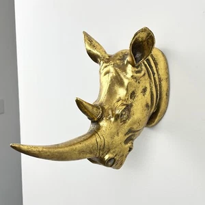 Rhino Head Wall Decoration Animal Bust Hanging Art Home Decor Ornament Hallway - Picture 1 of 8