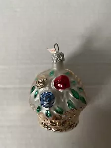 Adorno de árbol de Navidad de vidrio de cupcake vintage hecho en Polonia - Imagen 1 de 1