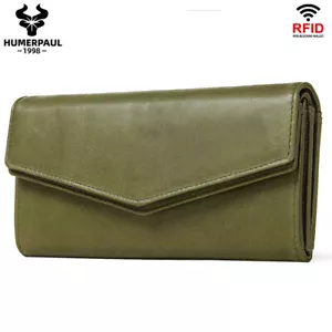 Portafoglio Donna Grande Elegante Vera Pelle Protezione RFID Portamonete Piccolo - Foto 1 di 51