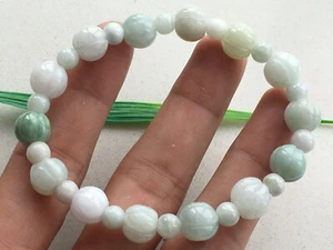 10mm Certified Natural A Grade Jadeite Carving pumpkin bead jade Bracelet 0806 - Picture 1 of 12