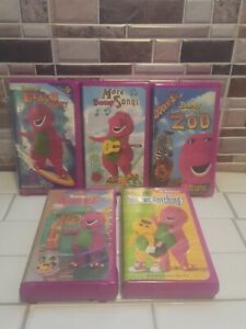 Barney VHS Lot 5 Purple Clamshell RARE Beach Party,Zoo,Barney Songs,You Can Be