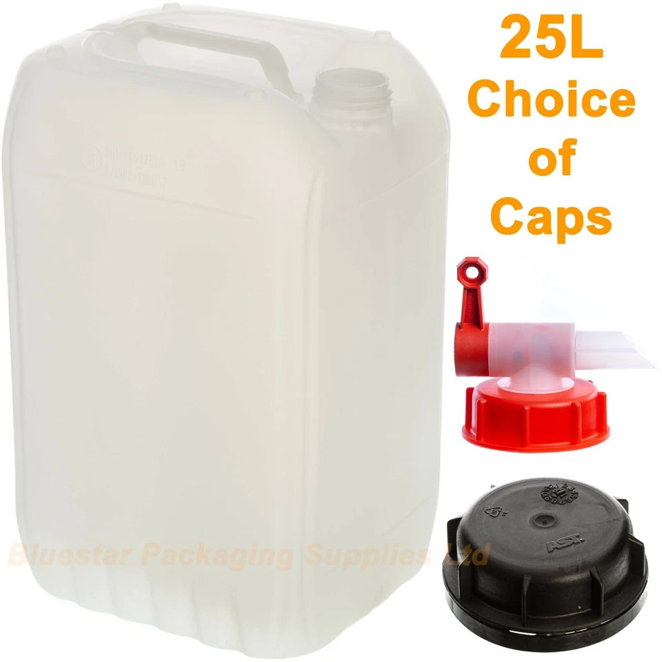 Jerry Can 25 Litre 25L Water / Fuel Container Food Safe Tamper Caps or Tap Caps - Image 1 of 1