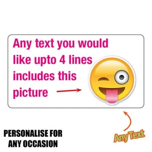 260 x Personalised Stickers Thank you Party Bag Winking Fun Emoji label 668 - Picture 1 of 6