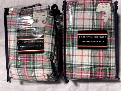 TOMMY HILFIGER Two Quilted Floral Plaid Reversible EMORY Pillow Sham NIP - Image 1 of 2