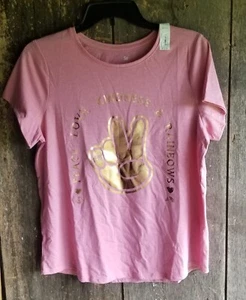 So Favorite Graphic Kids Tee Shirt Girls Size XL 16 plus Short Sleeve Pink/Gold - Picture 1 of 5