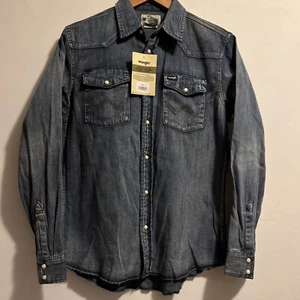 Wrangler Blue Denim Work Western Pearl Snap Youth Boys Size XL Long Sleeve NWT - Bild 1 von 9