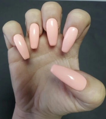 GLAM&GLITS 24x Light Peach False Nails UV Gel Press On False Nails Coffin Stiletto Square