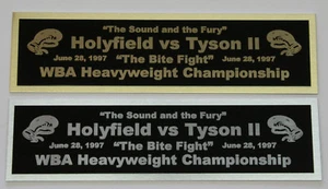 Mike Tyson Evander Holyfield nameplate for signed boxing gloves trunks photo   - Picture 1 of 2
