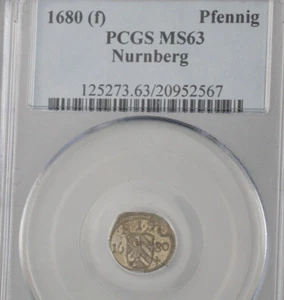 1680 (f) Pfennig Nurnberg MS63 - Picture 1 of 2