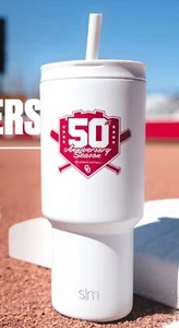 Oklahoma Sooners Simple Modern softball “50 seasons Commemorative” Tumbler - Picture 1 of 2
